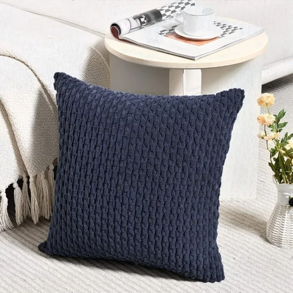 Navy Blue Decorative Throw Pillow Covers 18x18 Inch Modern Farmhouse Boho